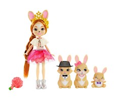 Enchantimals Rodzina Króliczków Lalka Brystal Bunny + 3 króliki wielopak GYJ08