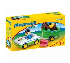 Playmobil 1.2.3 Samochód z przyczepą dla konia 70181