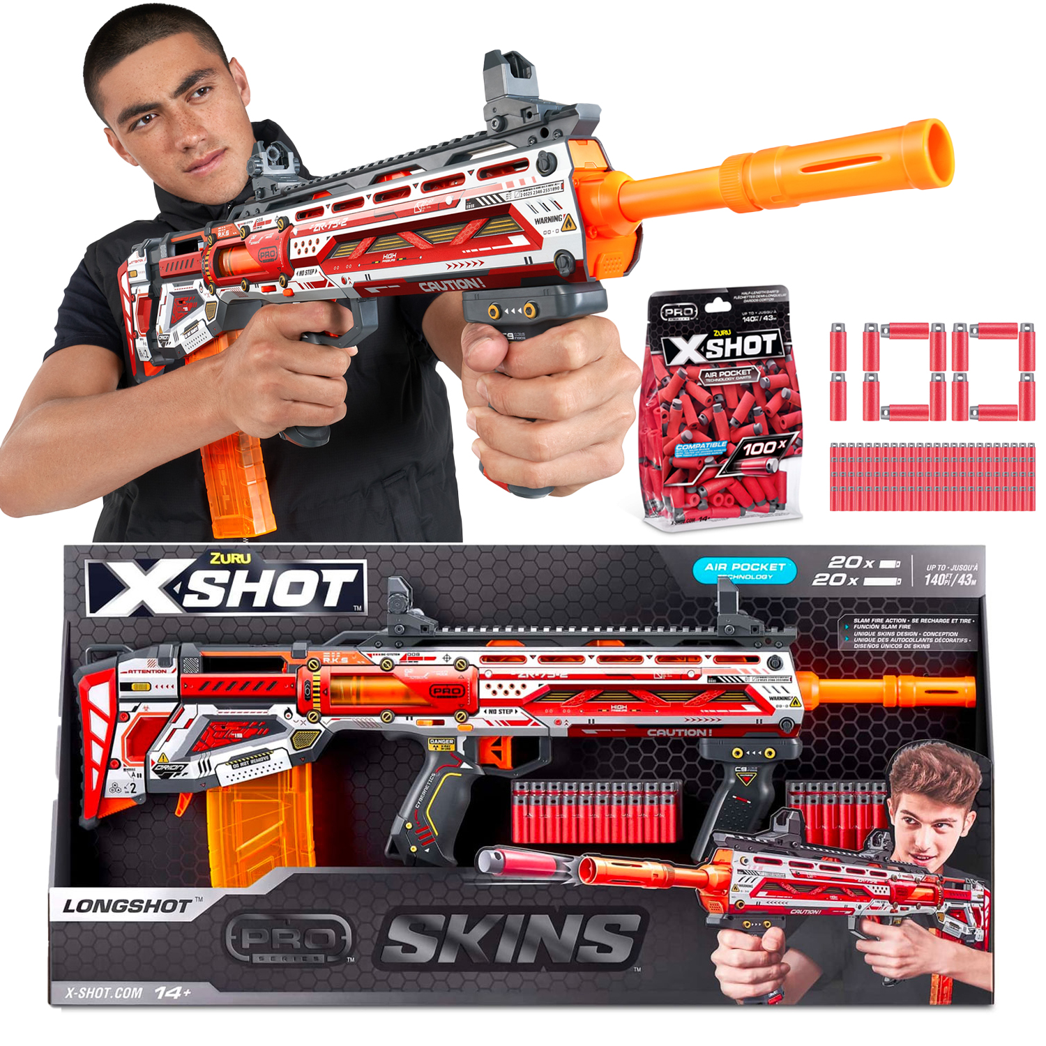 X-Shot Longshot Pro Skins 36600 +100 Strzałek Air Pocket krótkich