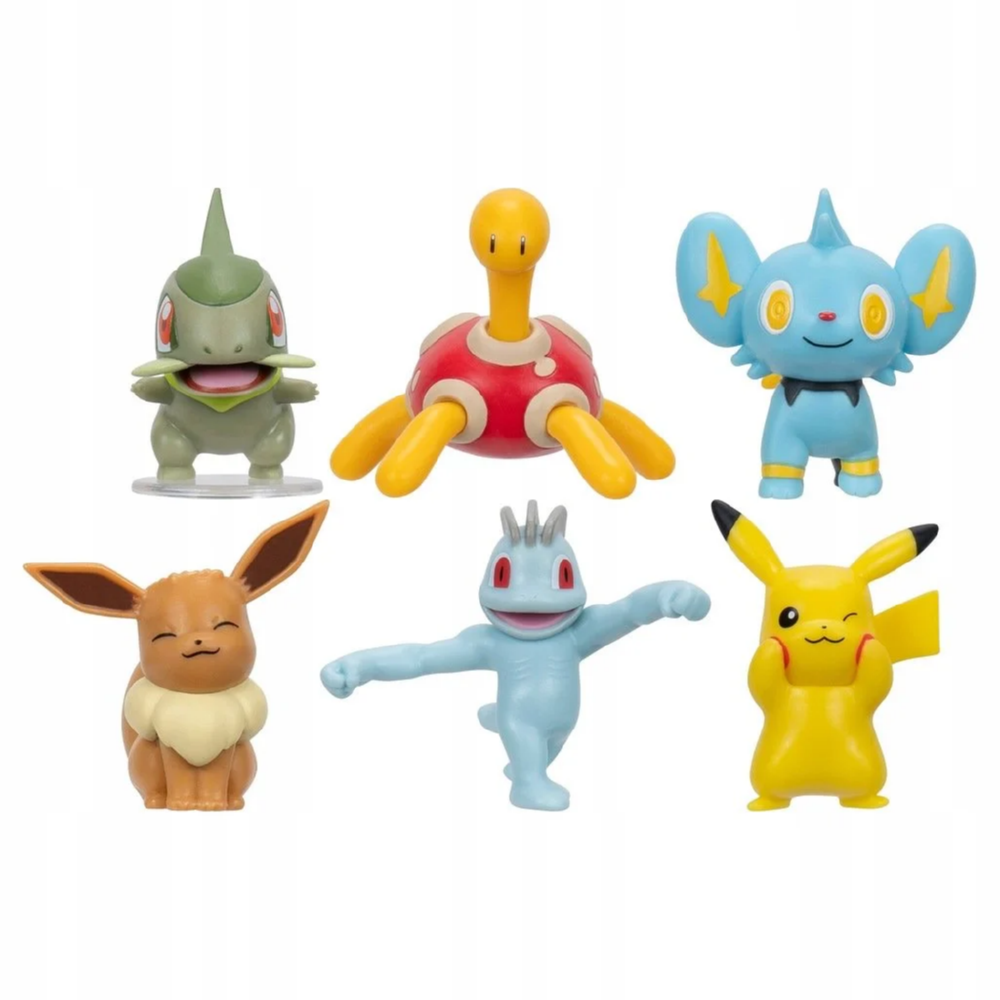 Pokemon Zestaw Figurek Bitewnych 6-pak Pikachu, Axew, Shinx, Eevee, Machop i Shuckle 3614