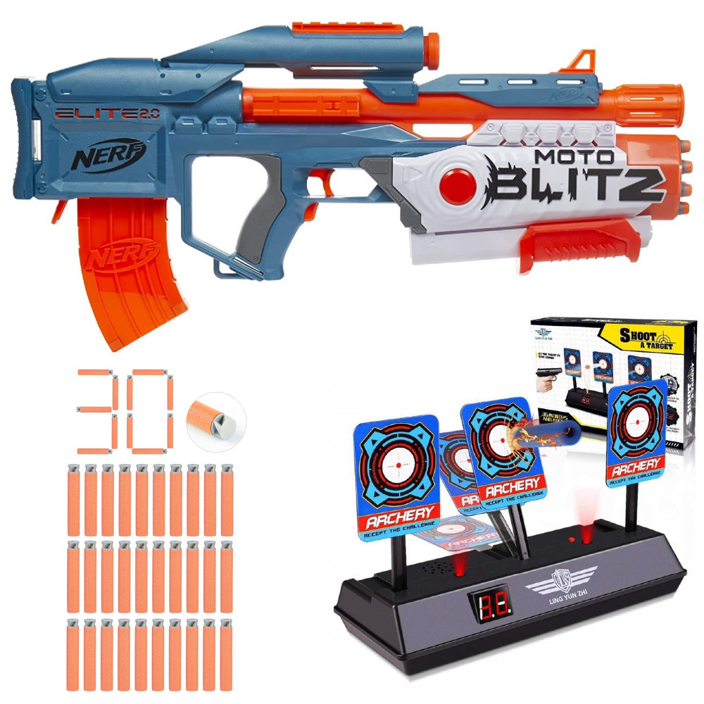 Nerf Elite 2.0 MotoBlitz F5872 + tarcza elektroniczna + 30 strzałek accustrike