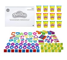 Play-Doh Ciastolina Zestaw 100 el. Narzędzia litery cyfry kształty B9412 + 12 tub 1,36kg E4826