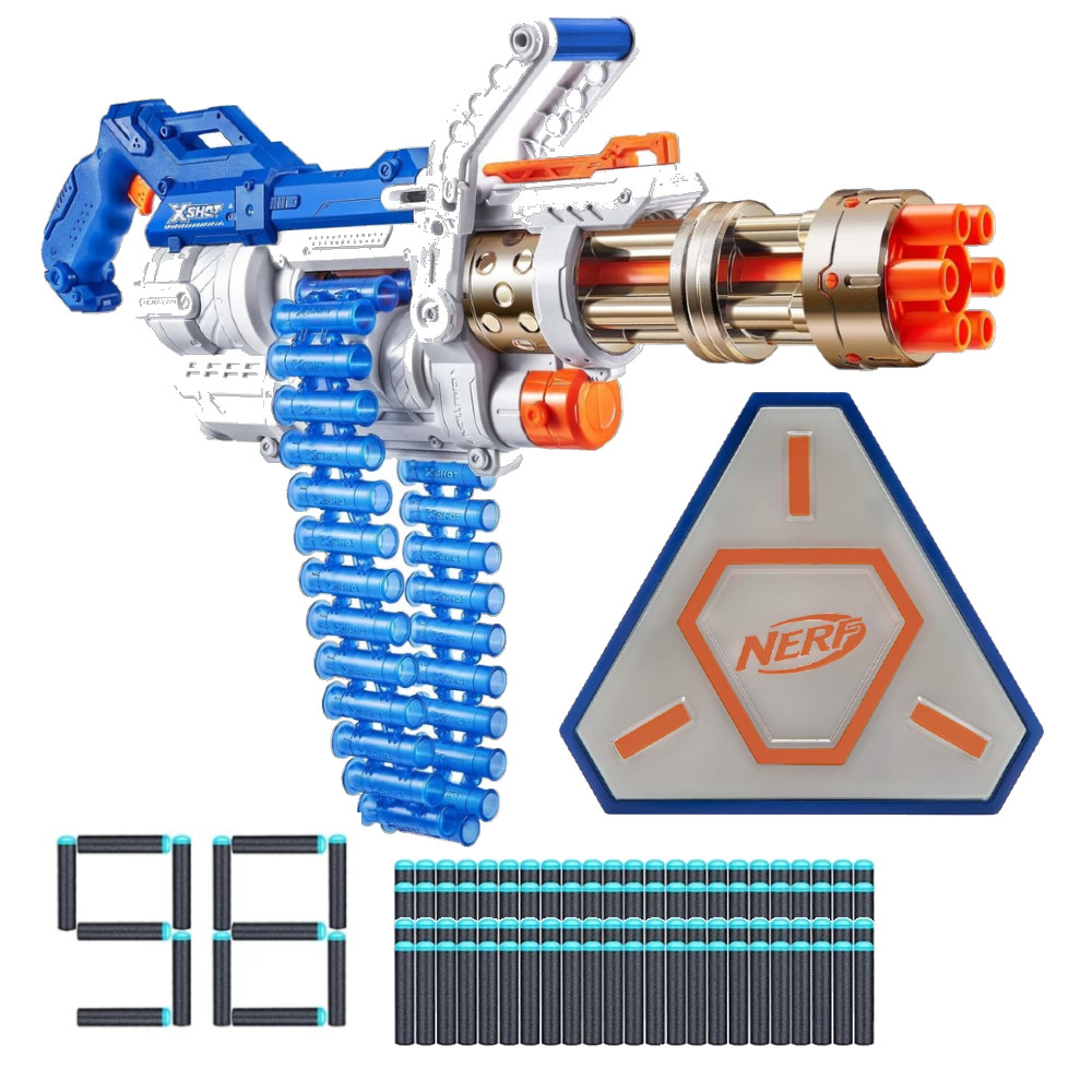 X-Shot Minigun Omega Royale 36488 + Tarcza elektroniczna Nerf