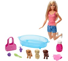 Barbie Lalka kąpiel piesków GDJ37