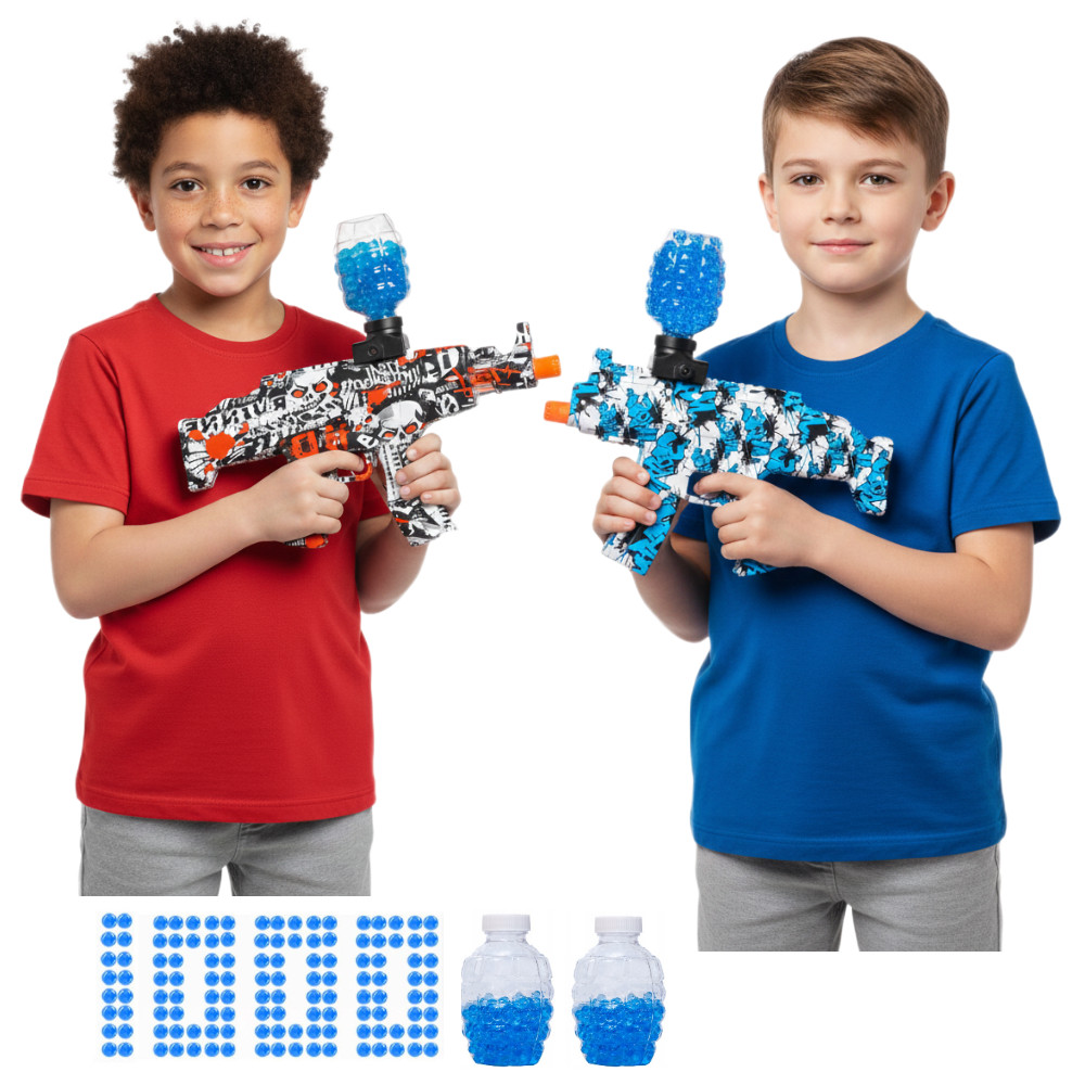 Dwupack 2 x Karabin automatyczny na kulki żelowe MP5 biało-czerwony i biało-niebieski ST620