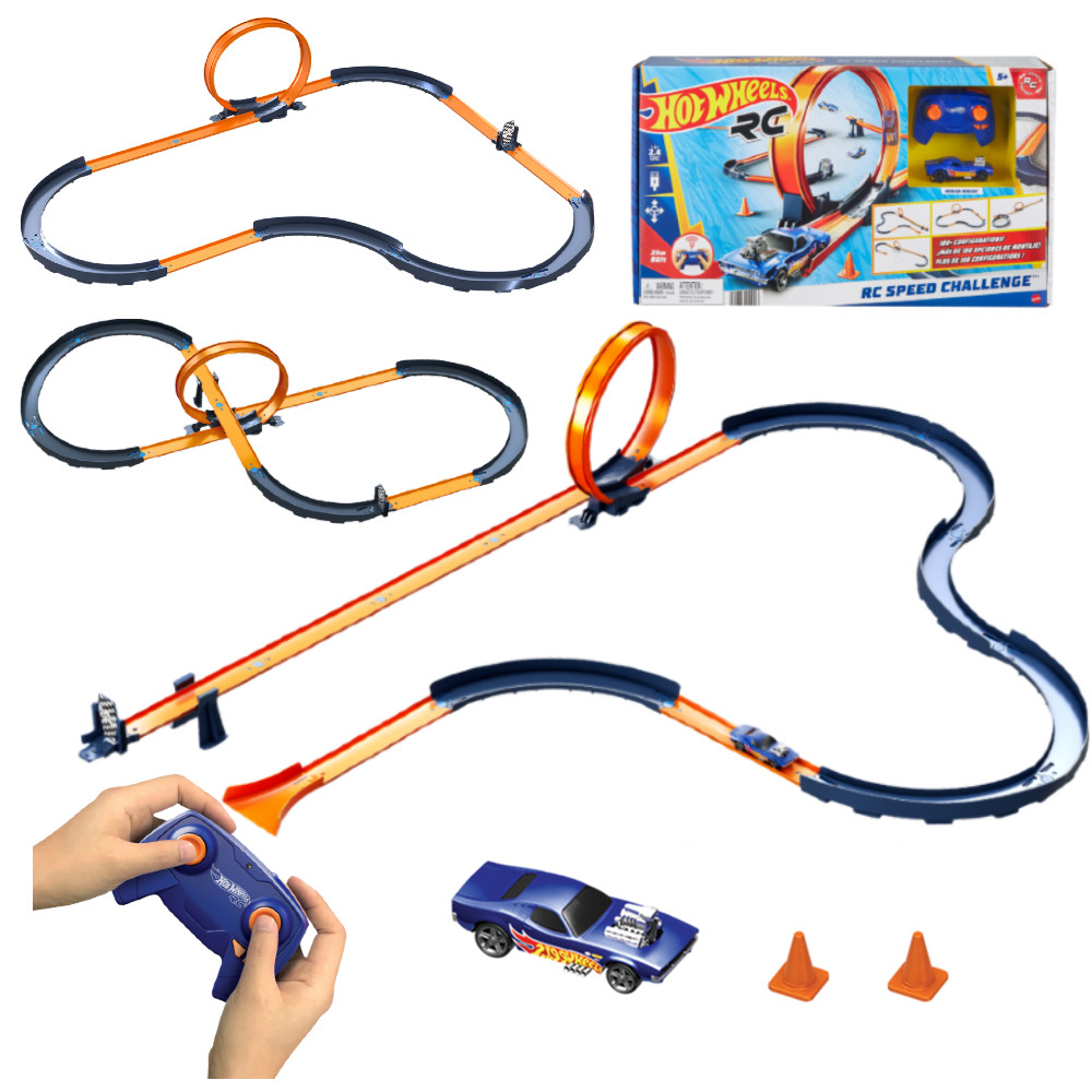 Hot Wheels Zestaw Torów RC Wyzwanie prędkości + Autko HXX45 zestaw z wadą