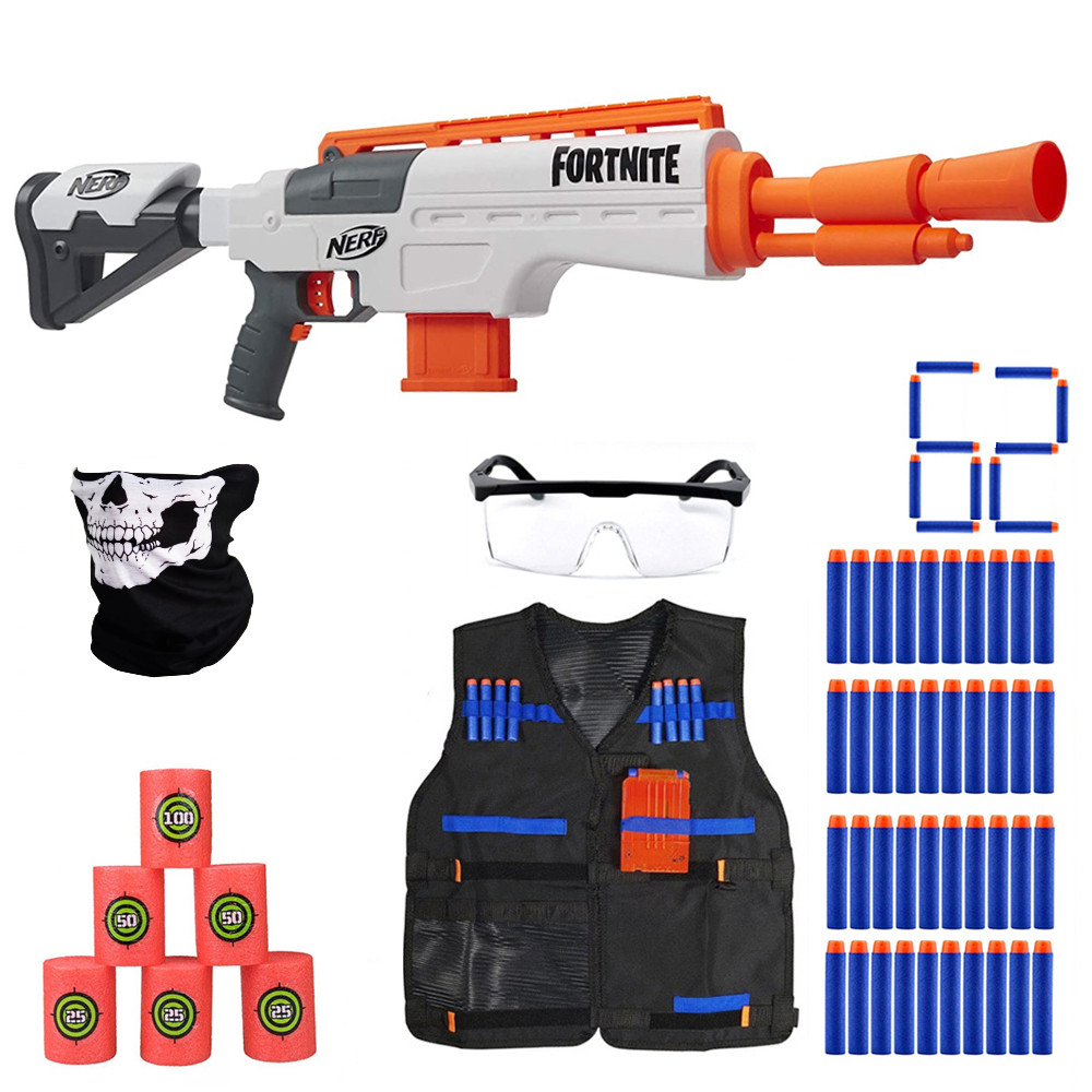 Nerf Fortnite IR - Infantry Rifle E9392 +50 strzałek +Kamizelka +Cele +Okulary +Bandana Czacha Gwiazdki