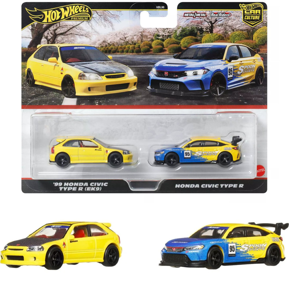 Hot Wheels Premium Car Culture Zestaw 2 Aut  '99 Honda Civic Type R (EK9) & Honda Civic Type R JBL00