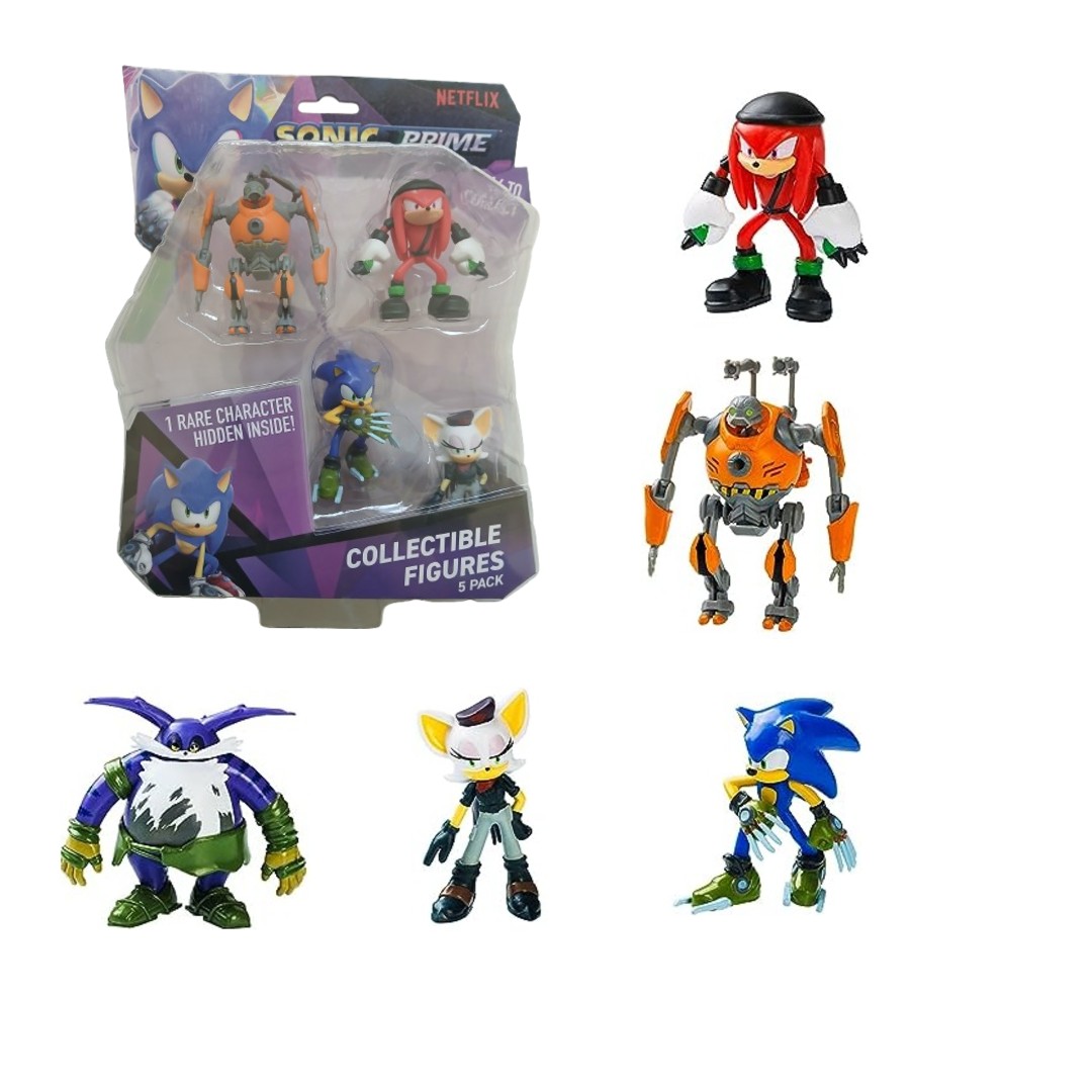 Sonic Prime zestaw figurek 5-pak Zestaw D: Rebell Rouge, Eggforcer, Knuckles, Sonic, Big The Cat