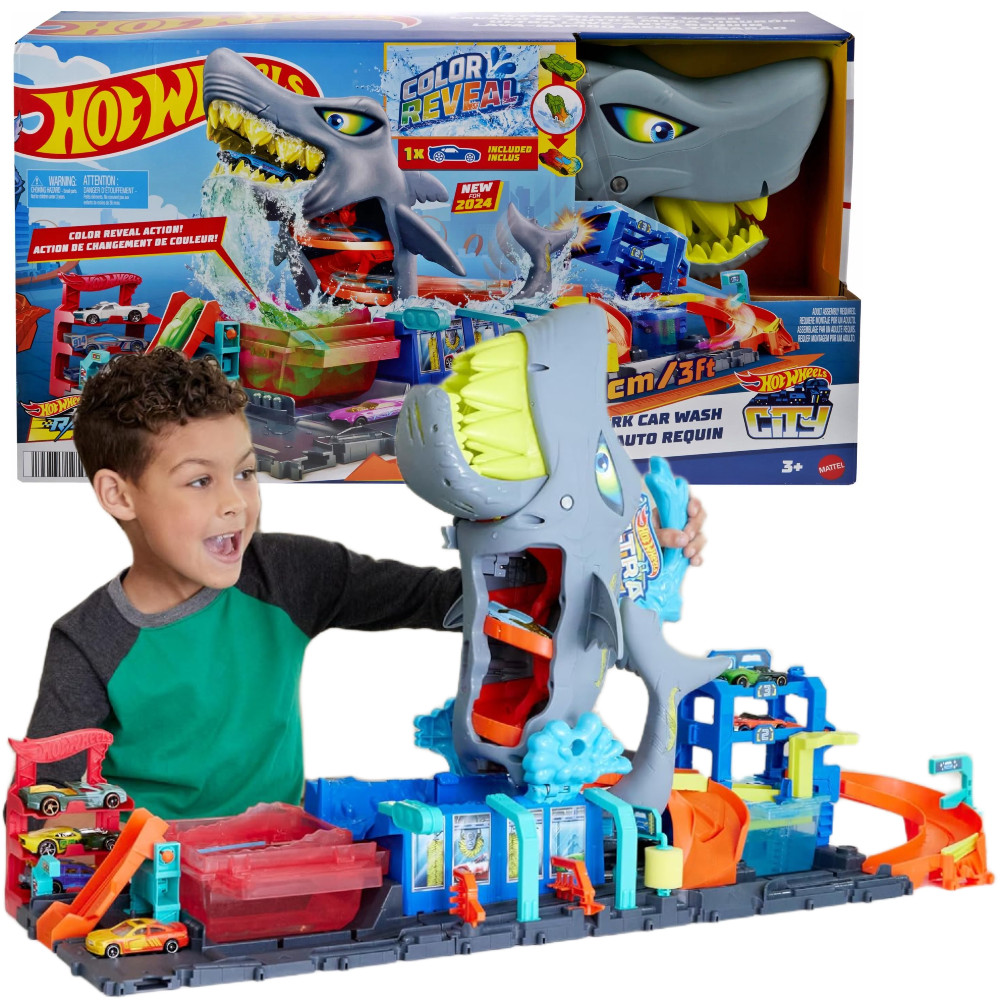 Hot Wheels City Zestaw Ultra Myjnia Rekina + autko zmieniające kolor HTN82 