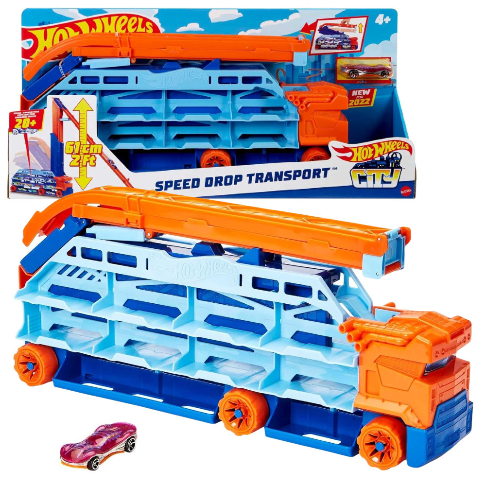 Hot Wheels City Transporter Epicki Zjazd 2w1 + autko HDY92