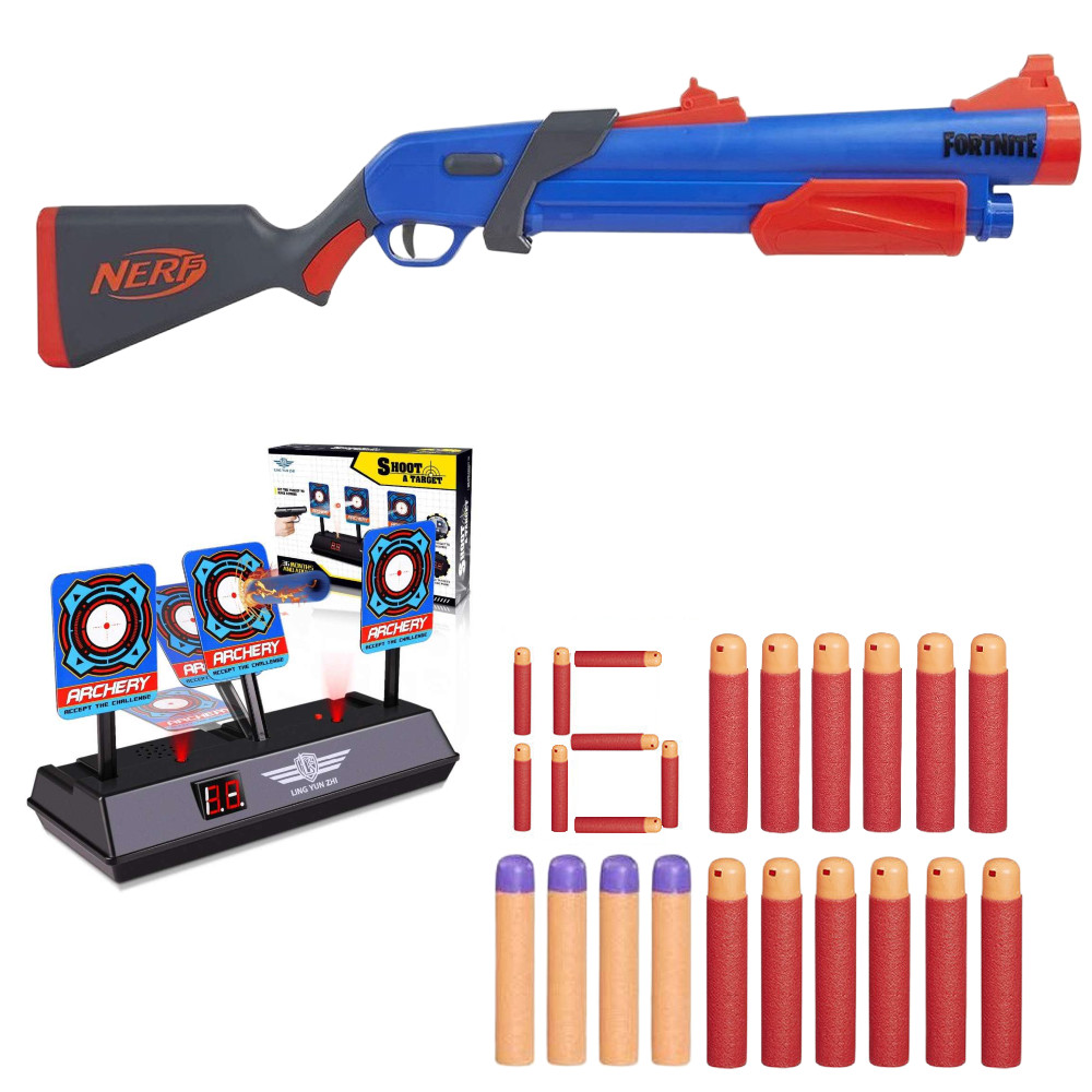 Nerf Fortnite Shotgun Pump SG Mega F0318 + 12 strzałek Mega + tarcza na 3 cele