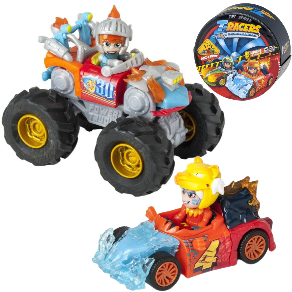 T-Racers Zestaw Autko Mega Striker Power Trucks z figurką kierowcy 18026 + samochodzik niespodzianka seria 1
