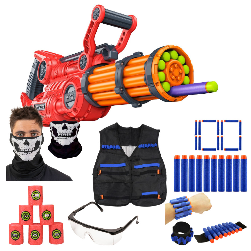 Dart Zone Zestaw Nitroshot Lancer 6319 + 100 Strzałek + Cele + Bandana Czacha + Kamizelka + Opaska + Okulary