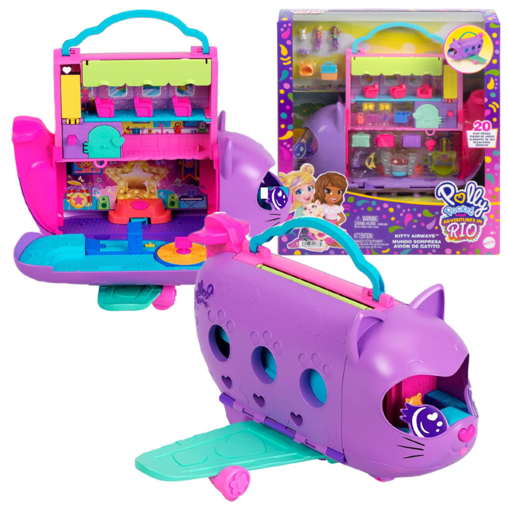 Polly Pocket Kotolot Zestaw Samolot + 2 Lalki i Akcesoria HWP19