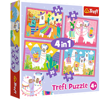 Trefl Puzzle 4w1 Lamy na wakacjach 34322