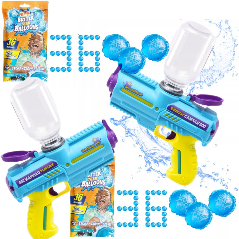 SplashMatic Sunday Wyrzutnia na Wodę Caspian 300 42690 + Nerf Bomby Wodne 36 szt. F9007 Zestaw dla dwojga