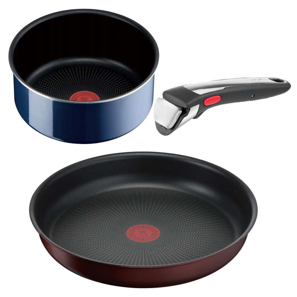 Tefal Ingenio Zestaw Brązowa Patelnia 26 cm + Grantowy Garnek 16 cm GAZ 82441GPBN