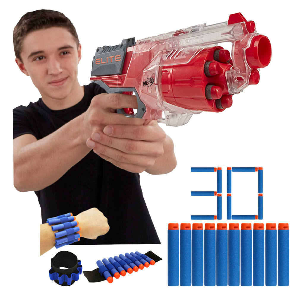 Nerf N-Strike Elite Disruptor Czerwony F2694 + 30 strzałek Pro Darts + opaska 