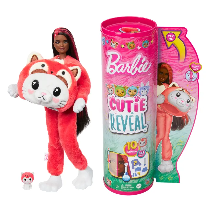 Barbie Cutie Reveal Lalka Barbie Kotek w kostiumie Czerwona Panda + zwierzątko HKR23