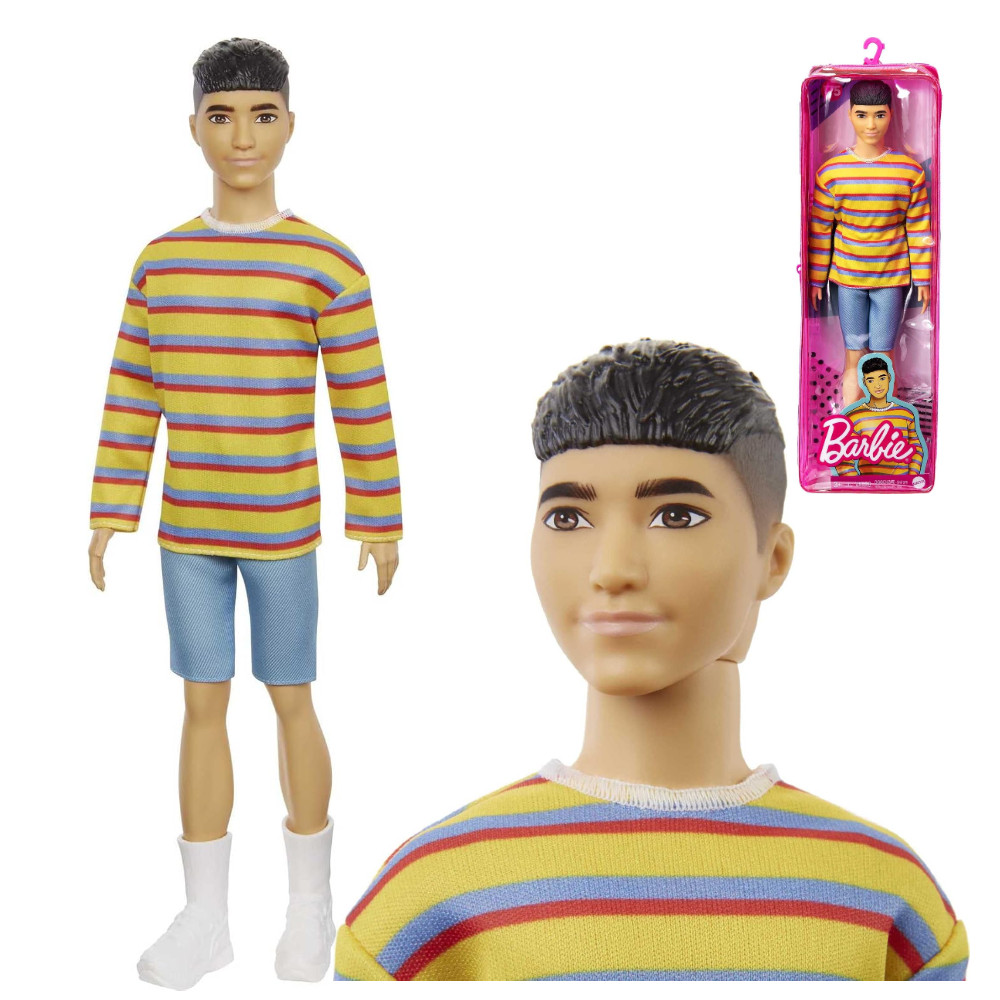 Barbie Fashionistas Stylowy Ken 175 w Bluzie i Dżinsowych Szortach GRB91
