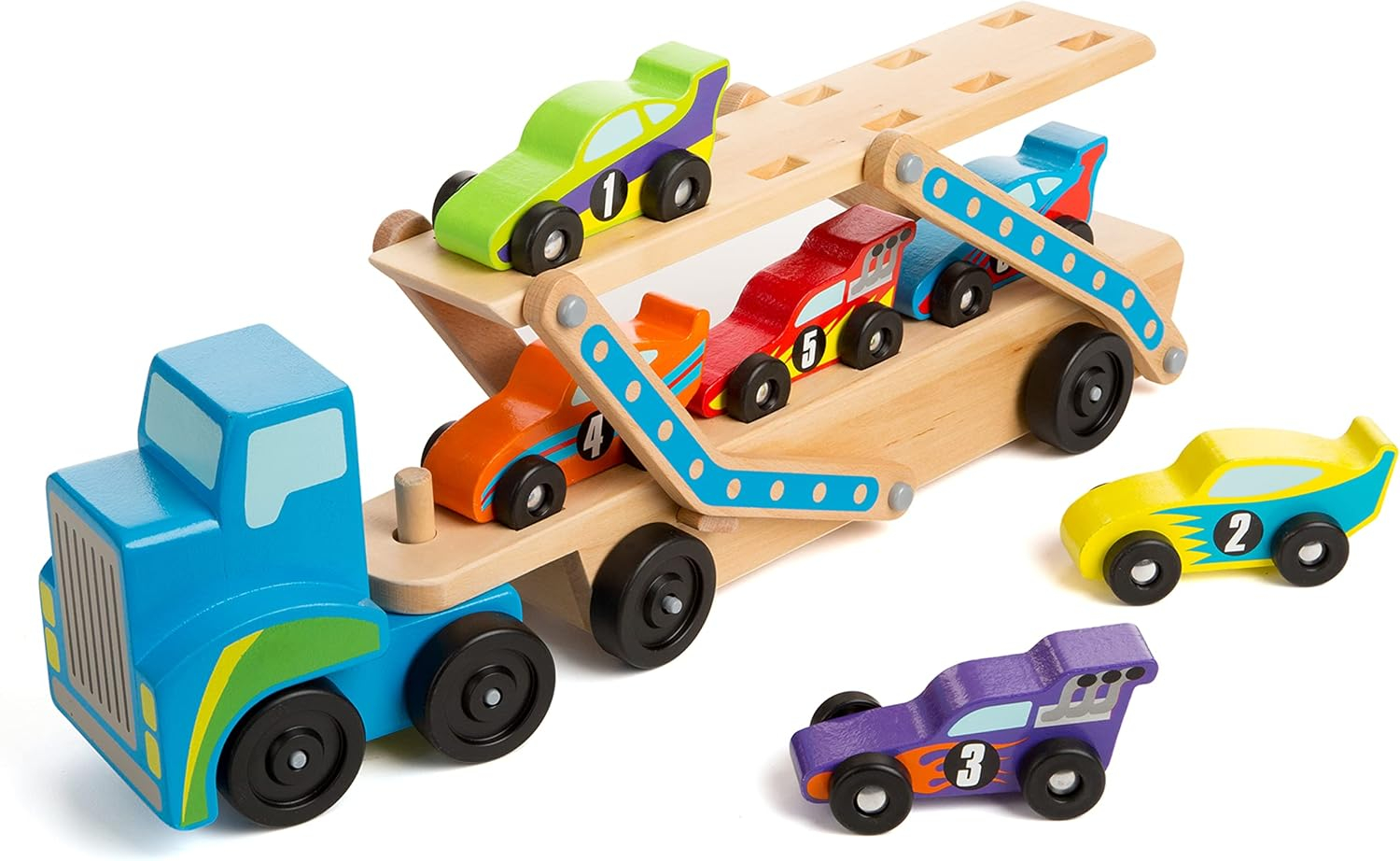 Melissa&Doug Drewniana Ciężarówka Transporter z 6 pojazdami 96133