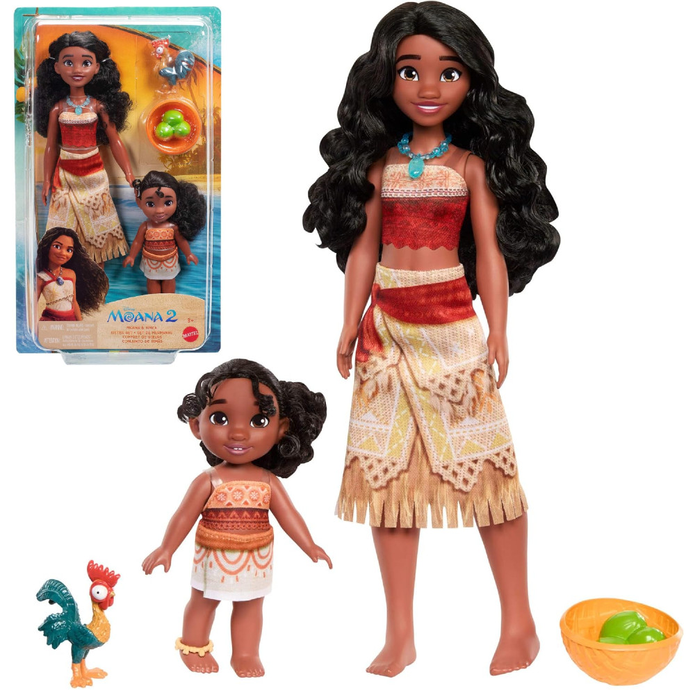 Mattel DIsney Moana 2 Lalka Vaiana i Simea Zestaw Siostry + dodatki JBT41