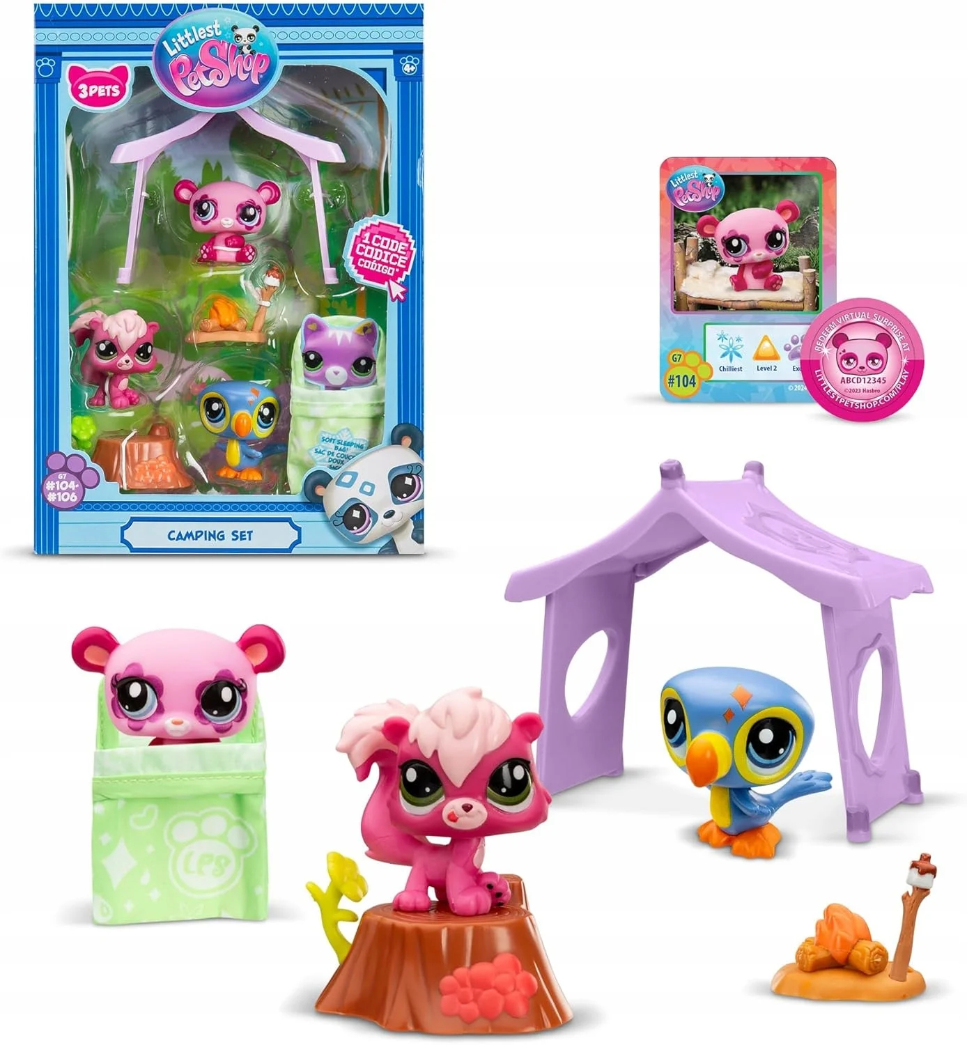 Littlest Pet Shop Zestaw Kemping + 3 figurki zwierzątek 00574
