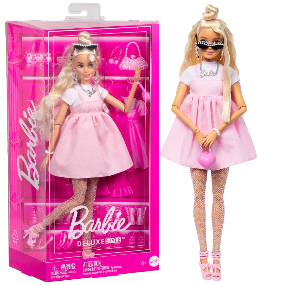 Barbie Deluxe Lalka w różowej sukience HYV27