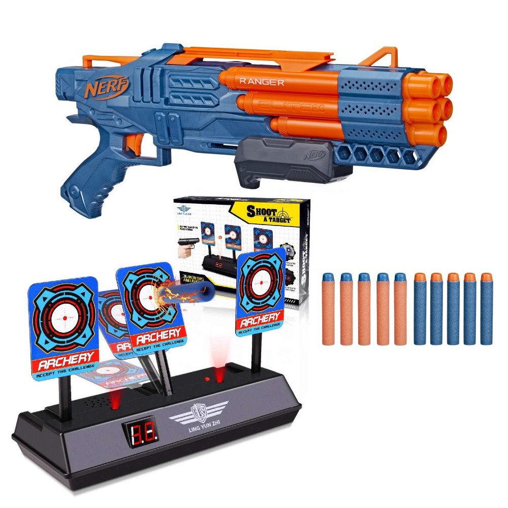 Nerf Elite 2.0 Ranger PD-5 F4186 + Elektroniczna Tarcza 