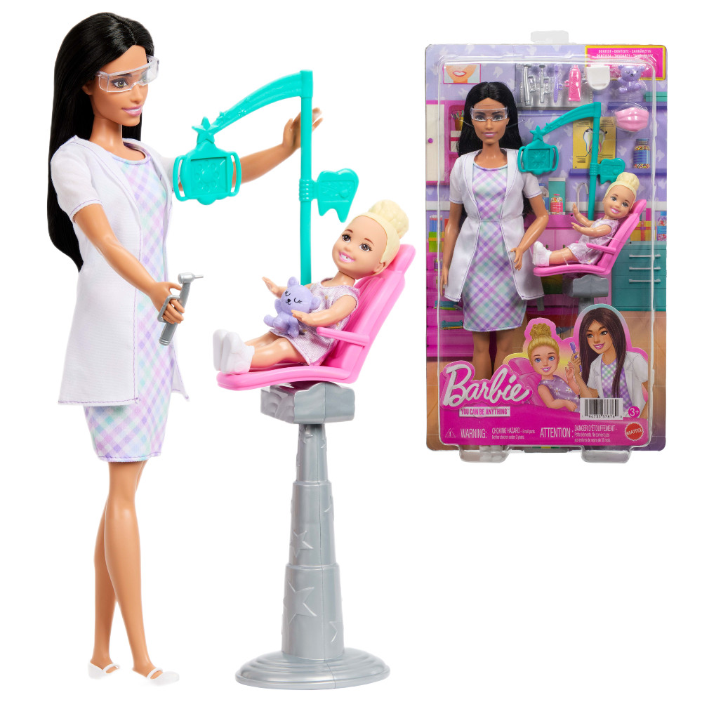 Barbie You Can Be Anything Zestaw Lalka Dentystka Brunetka JMK15