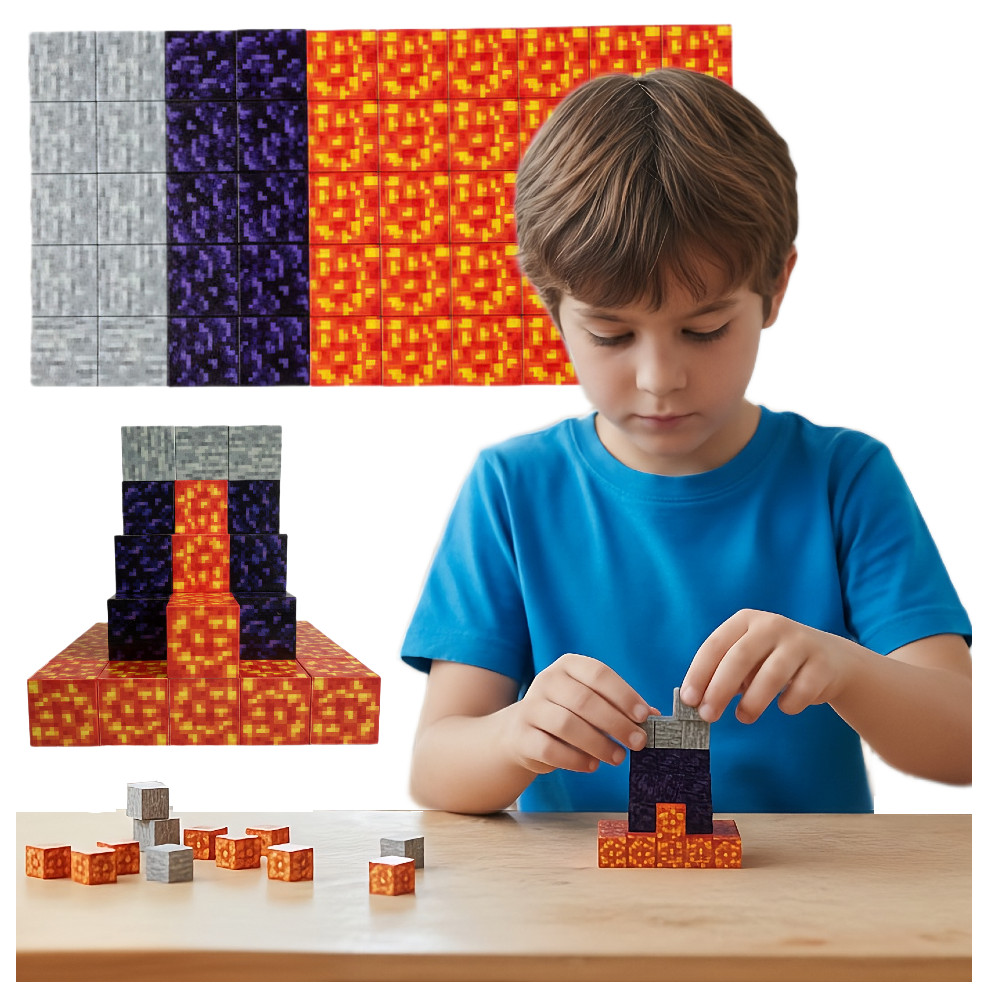 Creative World Zestaw Klocki Magnetyczne Surowce Lawa, Obsydian, Kamień 50 szt. JM906