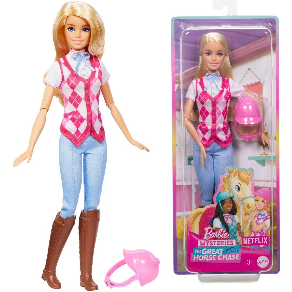  Barbie Dżokejka Malibu Lalka filmowa w stroju jeździeckim HXJ38