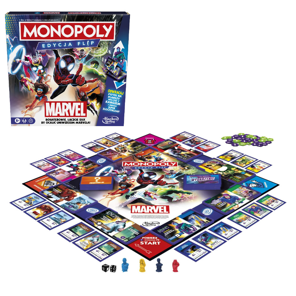 Hasbro Gra Monopoly Marvel Edycja Flip F9931 wersja PL