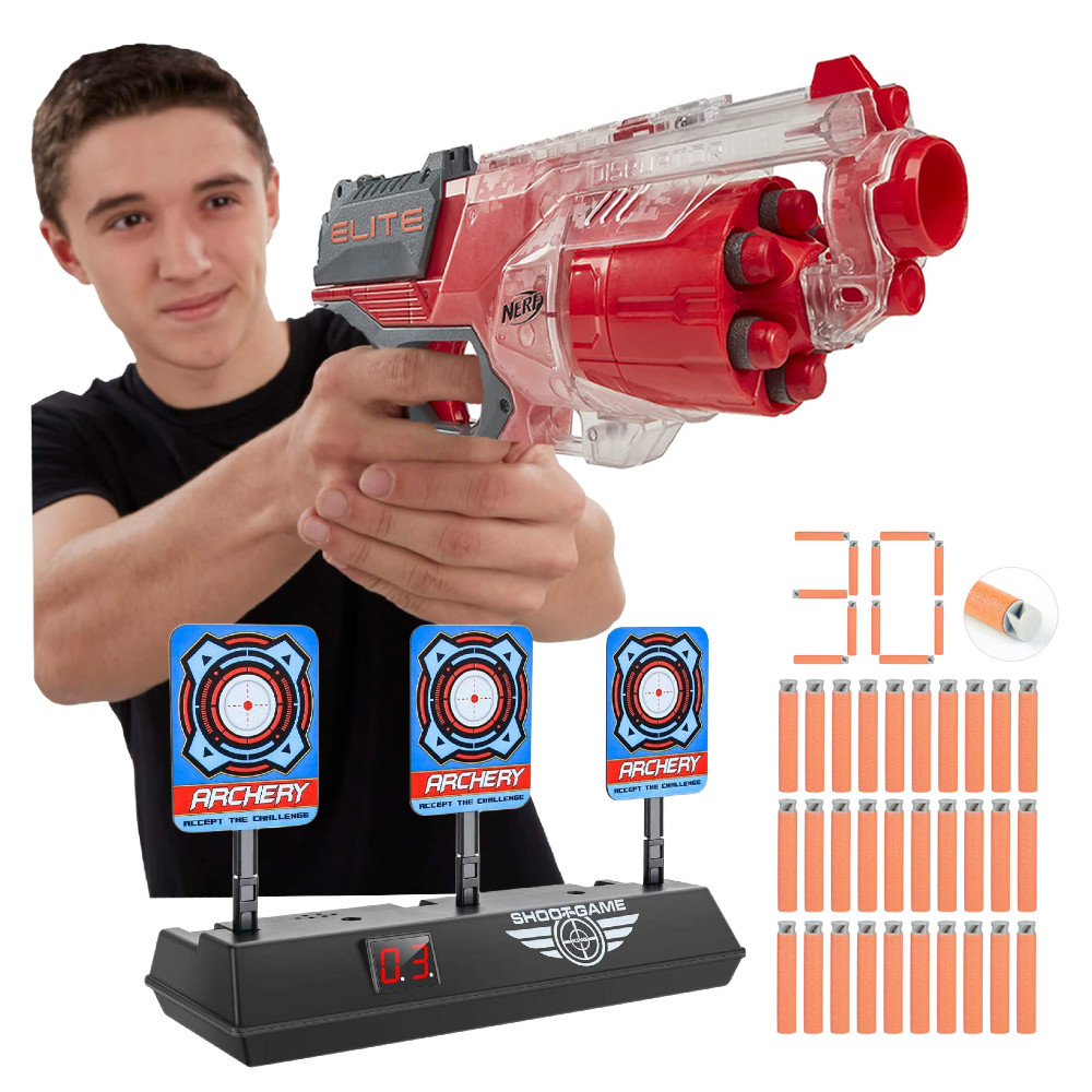 Nerf N-Strike Elite Disruptor Czerwony F2694 + Tarcza Elektroniczna 3 cele  + 30 strzałek Accustrike