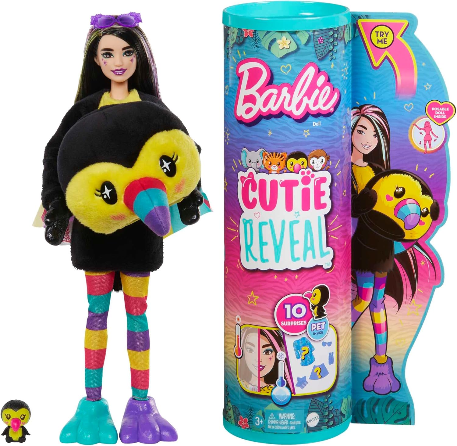 Barbie Cutie Reveal Lalka Barbie Tukan + zwierzątko HKR00