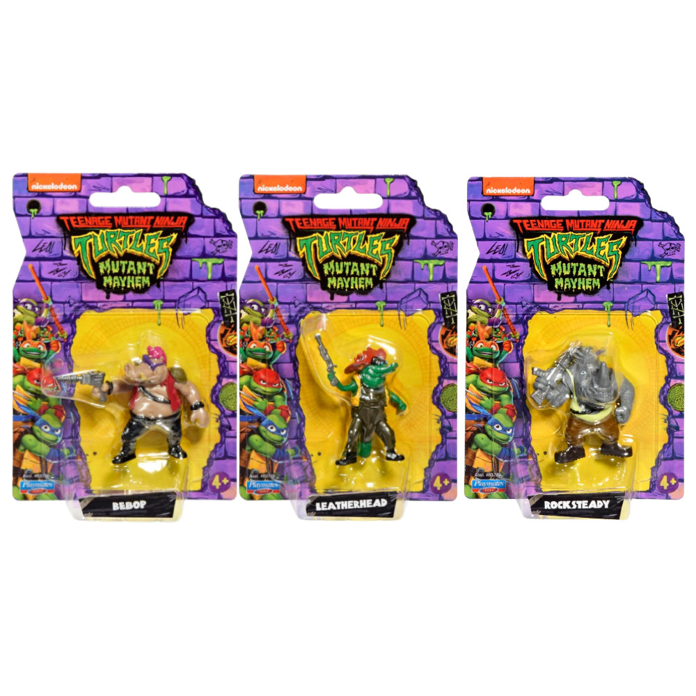 Wojownicze Żółwie Ninja Zestaw Mini Figurek 3pak Bebop, Rocksteady, Leatherhead