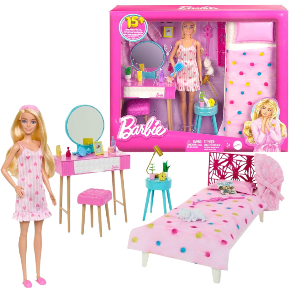 Barbie Zestaw Sypialnia z lalką + mebelki  HPT55