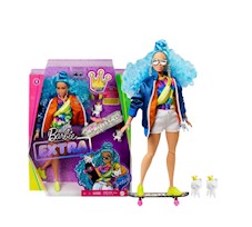 Lalka Barbie Fashionistas Extra z deskorolką i kotkami GRN30