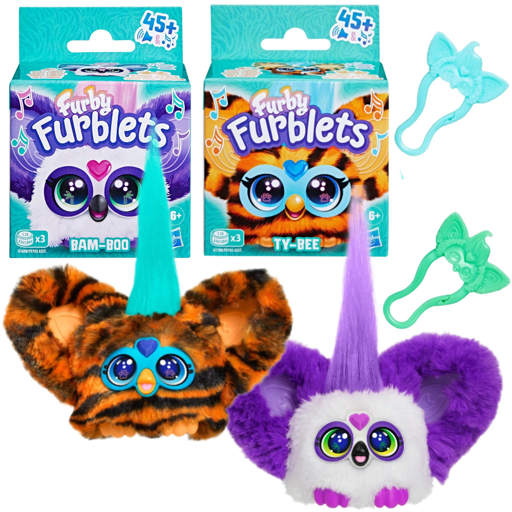 Furby Furblets Interaktywna maskotka Panda Bam-Boo G1698 + Ty-Bee G1700