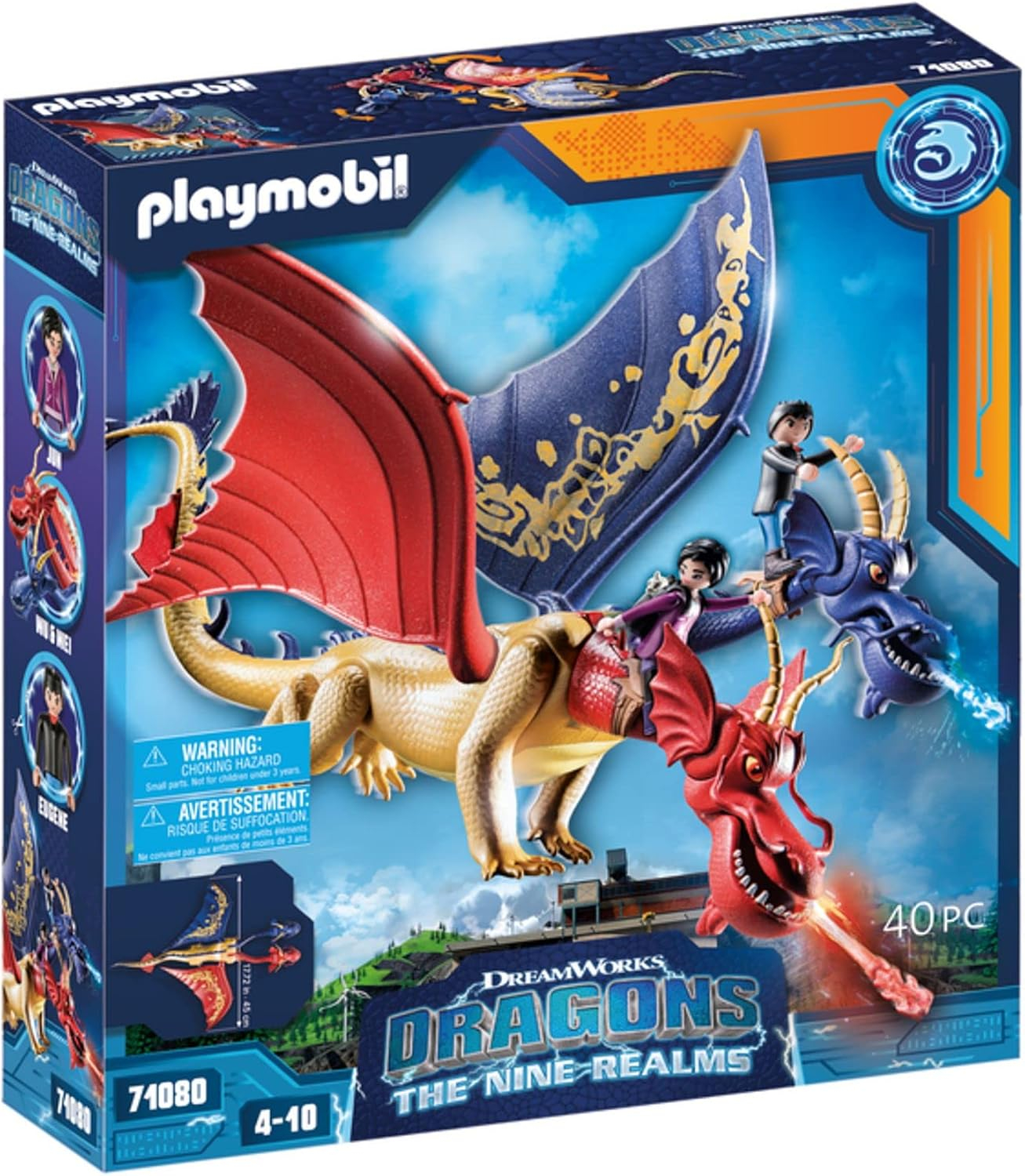 Playmobil Dragons Dziewięć Królestw Smok Wu i Wei + figurki Jun i Eugene 71080