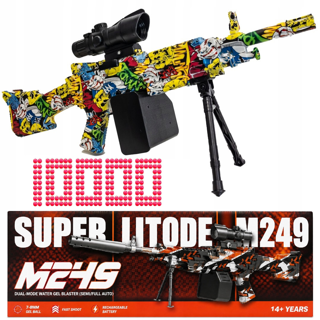 Karabin na kulki żelowe automatyczny z grafiką Joker M249