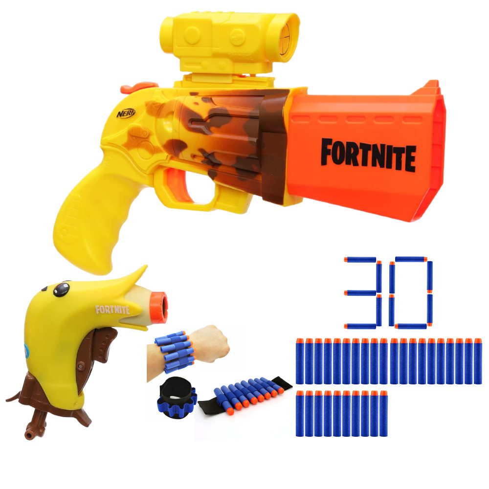 Zestaw Wyrzutni Nerf Fortnite Peely Pack F2720 + 30 Strzałek + Opaska na strzałki 