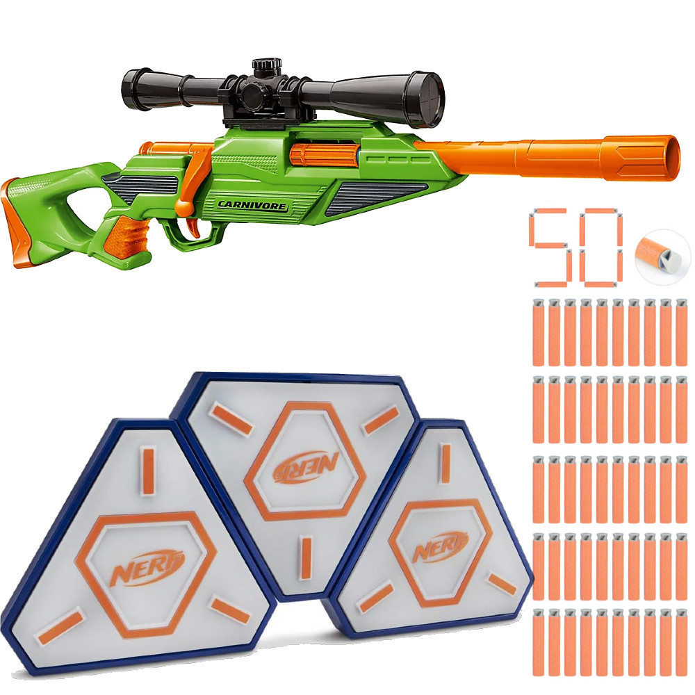 Buzz Bee Air Warriors Carnivore 561005 + 3 x Tarcza Nerf Flash Strike + 50 Strzałek Accustrike