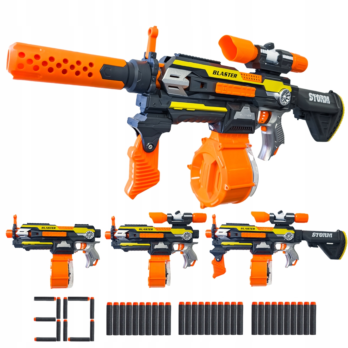 BLASTER SQUAD PISTOLET AUTOMAT MODYFIKACJA 5W1 KOLBA CELOWNIK ZASIĘG 22 M SB567