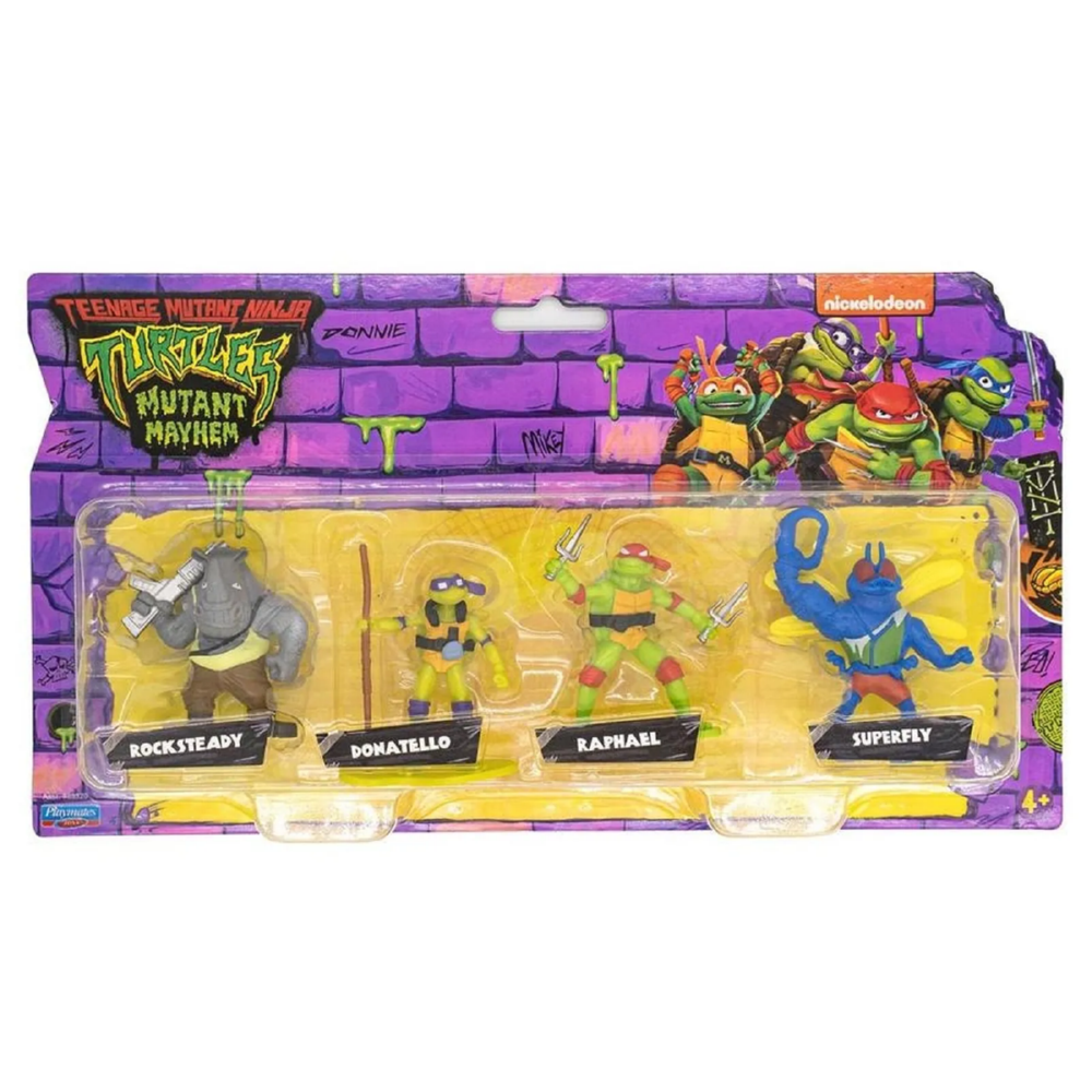 Wojownicze Żółwie Ninja Zestaw Figurek 4pak Rocksteady, Donatellom Raphael, Superfly 83322