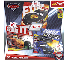 Trefl Puzzle 3w1 Cars Po Wyścigu 34819
