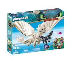 Playmobil Dragons Biała Furia z małym smokiem i dziećmi 70038