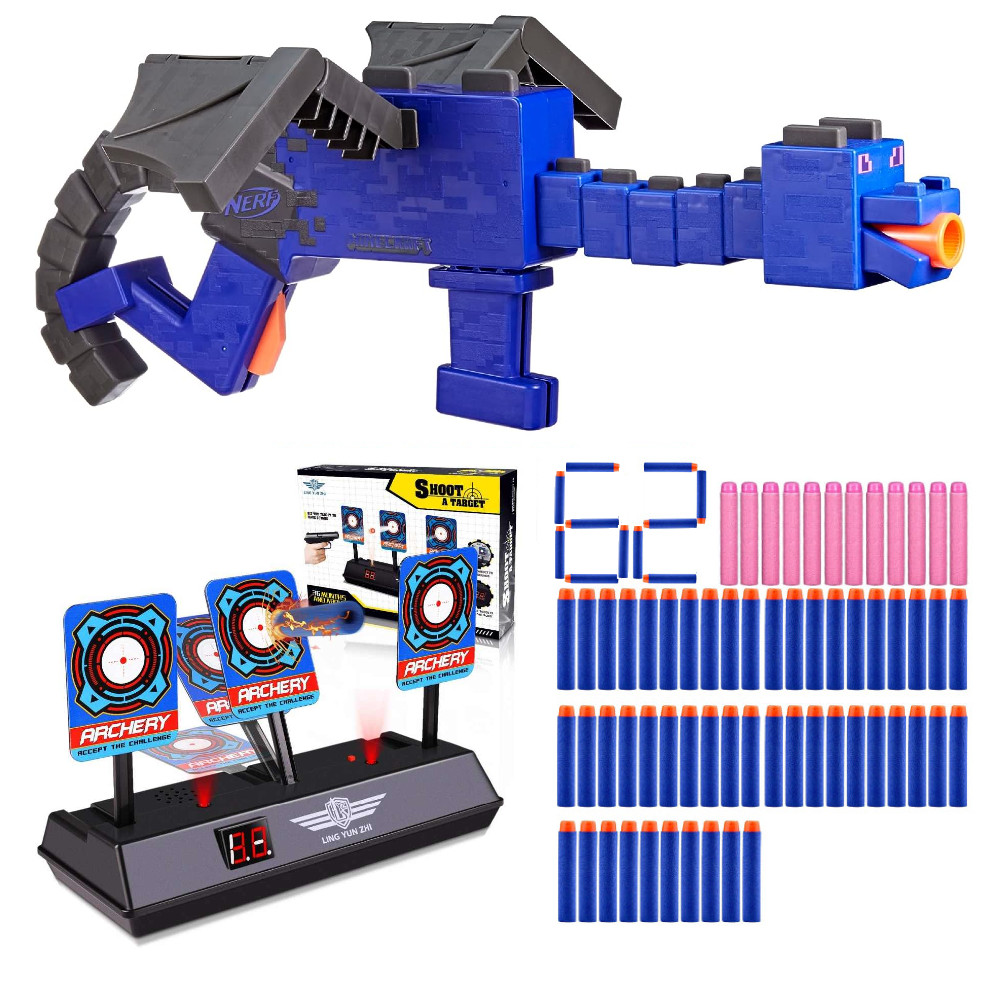 Nerf Minecraft Ender Dragon F7912 + Elektroniczna Tarcza 3 Cele + 50 Strzałek