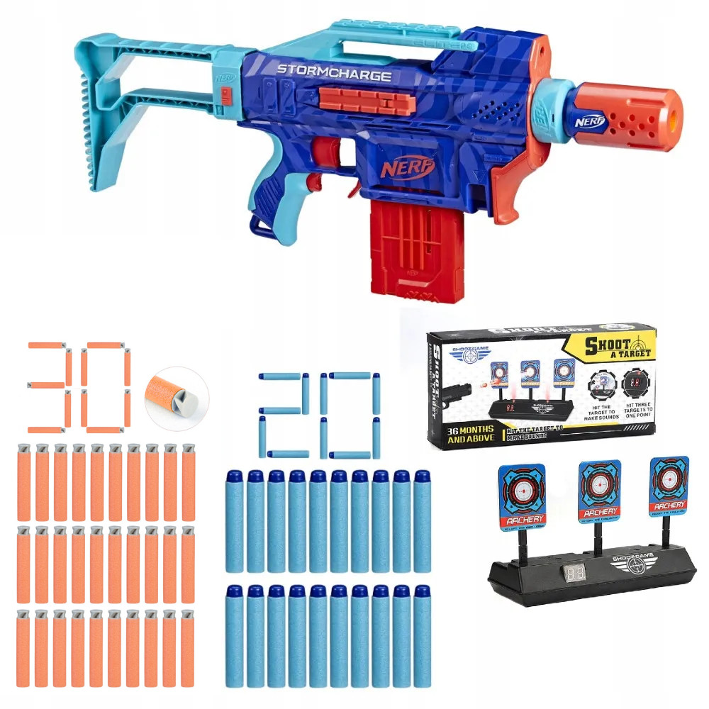 Nerf Elite 2.0 Zestaw Stormcharge Wild Edition F7376 + Tarcza + 30 Strzałek Accustrike